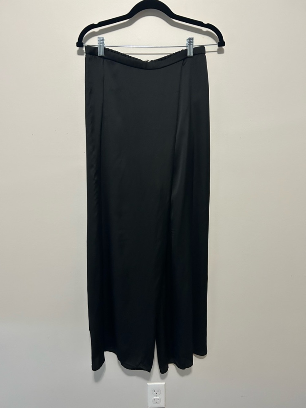 Zara Black Wide Leg Satin Pants